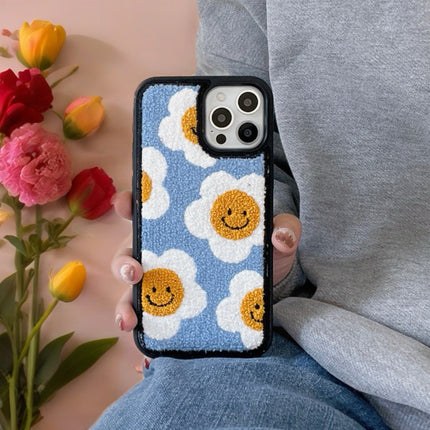 Smiley Daisy Tufted Fabric Case for iPhone | Cute Plush Protective Phone Cover