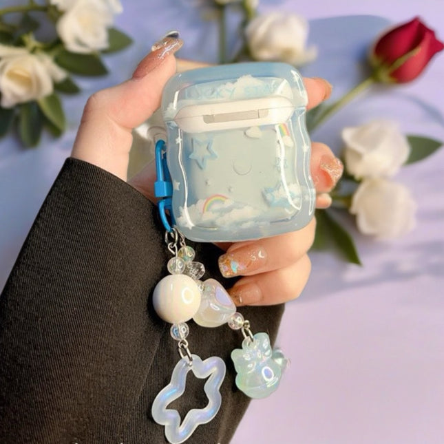 Rainbow Star AirPods Case Glossy Protective Cover with Charm Strap