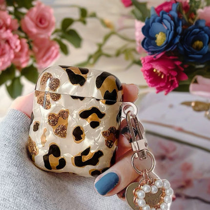 Gilded Leopard Heart AirPods Case Glossy Protective Cover with Charm