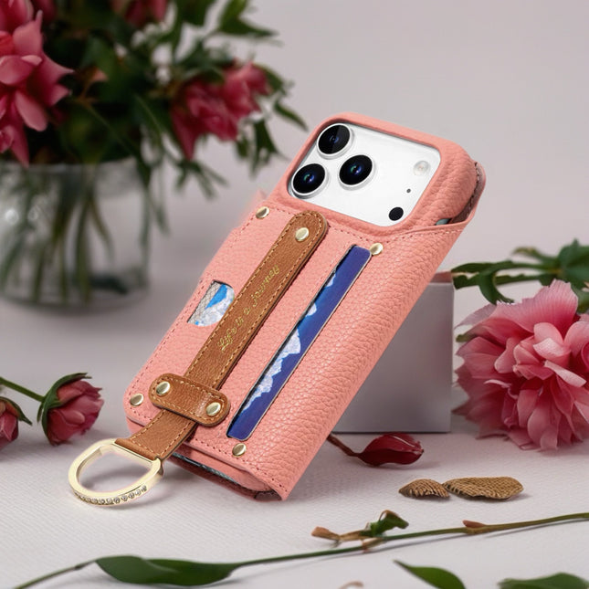 Multi-Function Leather Wallet Case for Phone | Zipper Pocket, Card Slots & Hand Strap