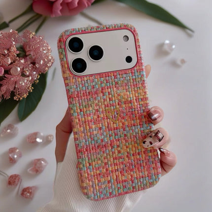 Pastel Woven Heart Fabric Case for iPhone | Protective Textile MagSafe Phone Cover