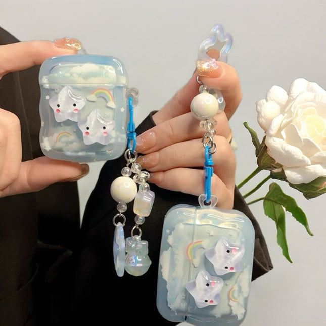 Rainbow Star AirPods Case Glossy Protective Cover with Charm Strap