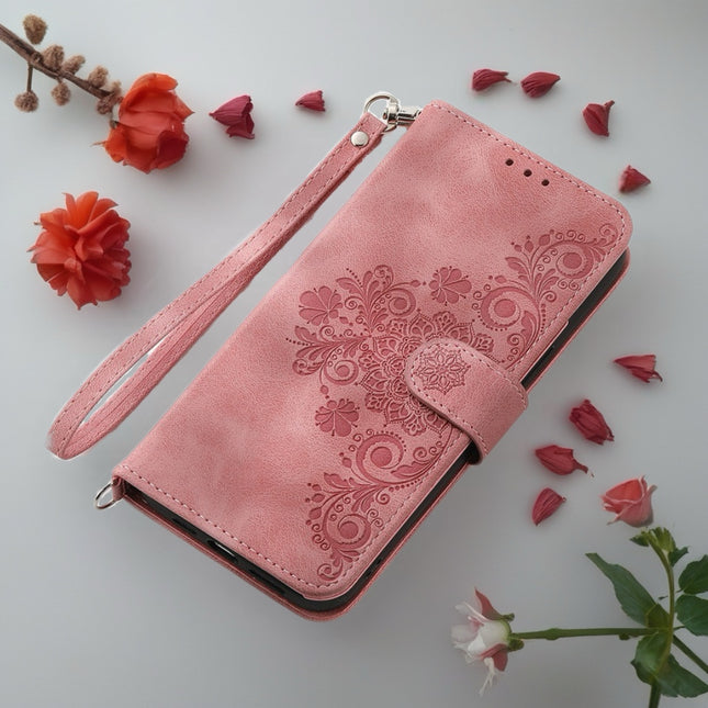 Floral Embossed Leather Flip Wallet Case for iPhone | Card Holder & Full Body Protective Cover