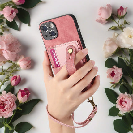 Leather Card Holder Case for iPhone | Wallet Phone Cover with Wrist Strap & Kickstand
