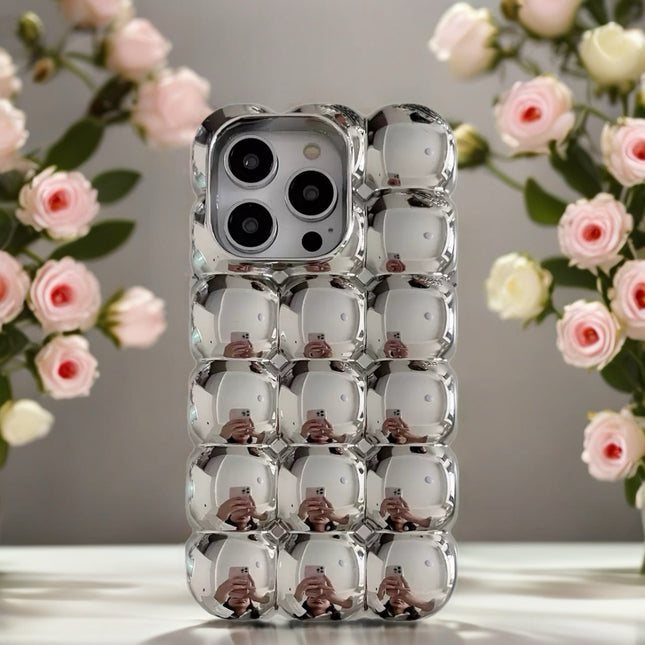 Chrome Bubble Bear Case for iPhone | Reflective 3D Shockproof Protective Phone Cover