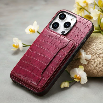 Alligator Style Leather Wallet iPhone Case with Card Holder, Luxury Shockproof Protective Back Cover