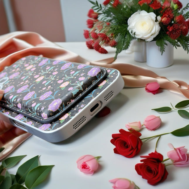 Elysia Floral MagSafe Wallet Phone Case with Elegant Card Holder