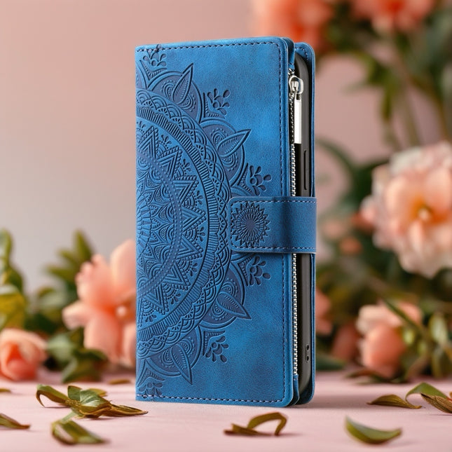 Lotus Mandala Bloom Leather Phone Wallet Case | Minimal Design with Secure Card Storage & Durable Protection