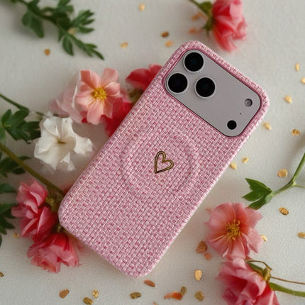 Pastel Woven Heart Fabric Case for iPhone | Protective Textile MagSafe Phone Cover