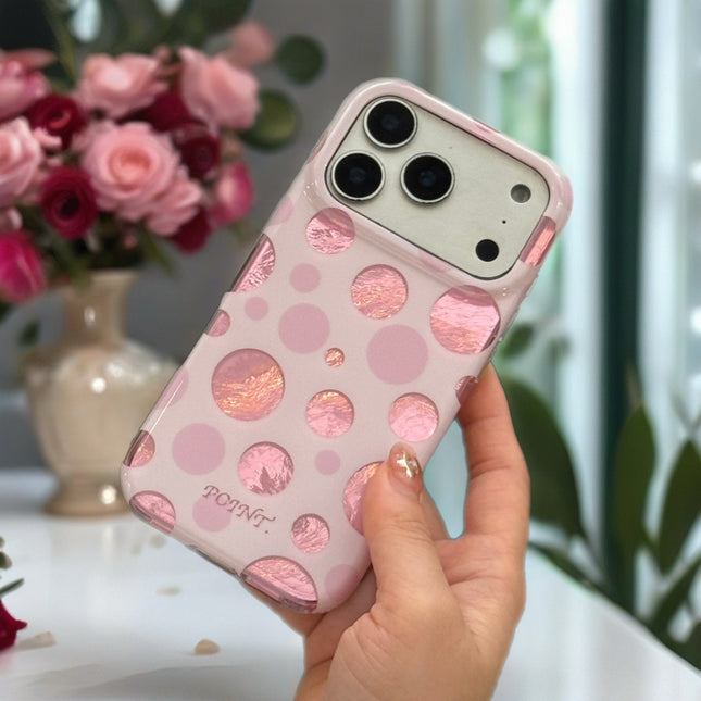 Metallic Polka Dot Case for iPhone | Glossy Shockproof Protective Phone Cover