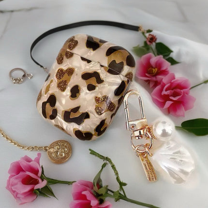 Gilded Leopard Heart AirPods Case Glossy Protective Cover with Charm