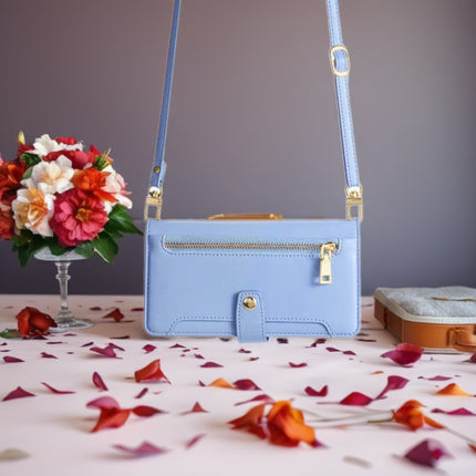 Minimal Leather Crossbody Phone Wallet Case | Zip Pocket, Card Slots & Shoulder Strap