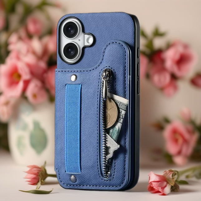 Multi Pocket Leather Phone Case with Zipper | Card Holder Phone Cover with Button Closure