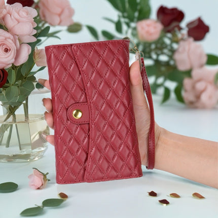 Quilted iPhone Wallet Case with Zip Pocket & Wrist Strap for Elegant Daily Carry