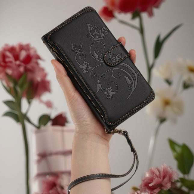 Velora Zip Phone Wallet Case with Card Slots & Wrist Strap | Secure Flip Stand Phone Cover