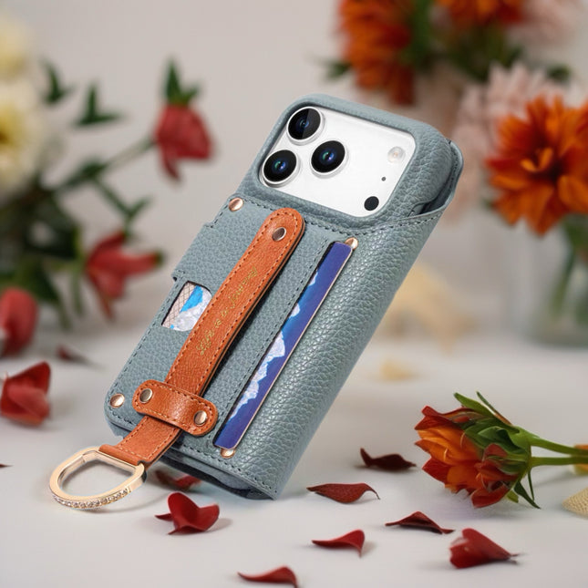 Multi-Function Leather Wallet Case for Phone | Zipper Pocket, Card Slots & Hand Strap