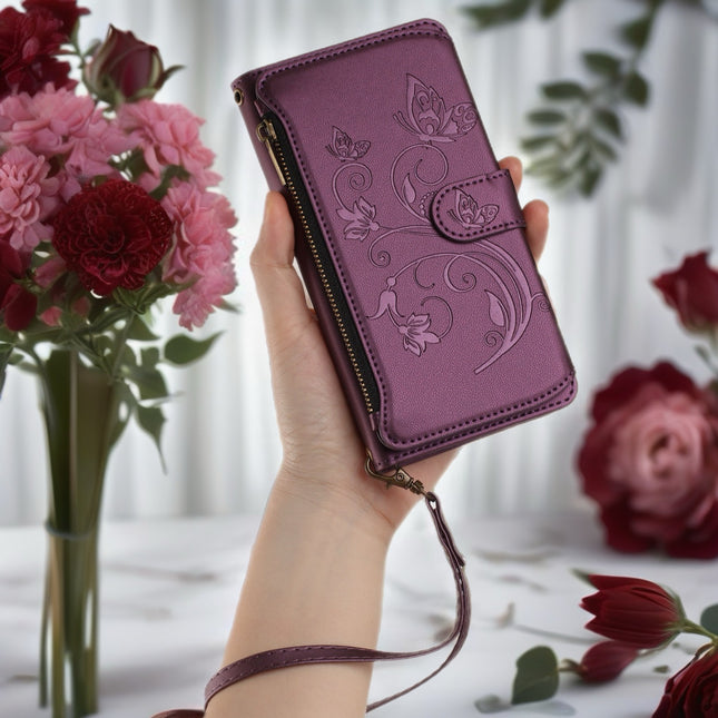 Velora Zip Phone Wallet Case with Card Slots & Wrist Strap | Secure Flip Stand Phone Cover