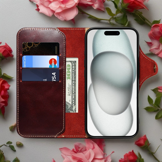 Genuine Leather MagSafe Phone Wallet Case | Premium Card Holder Cover with Secure MagSafe