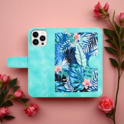 Tropical Tone Leather iPhone Wallet Case | Flip Cover with Card Slots & Wrist Strap