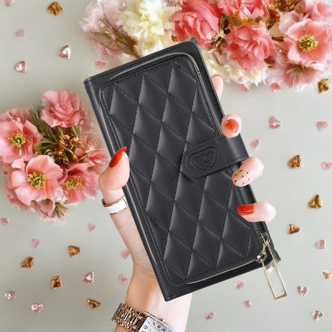 Padded Leather iPhone Wallet Phone Case with Zipper | Card Holder & Wrist Strap