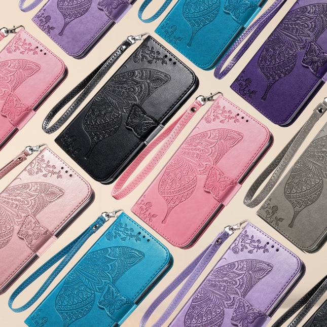 Butterfly Leather Wallet Phone Case with Card Slot and Flip Cover, Protective Case for iPhone