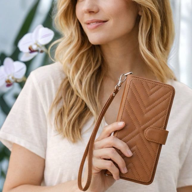 Aurelia Quilted Wallet Phone Case with Card Slots, Secure Snap & Detachable Strap