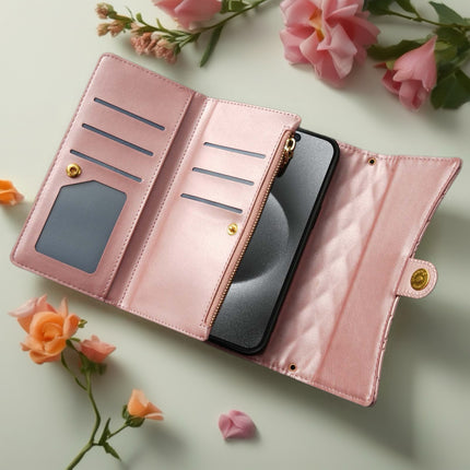 Quilted iPhone Wallet Case with Zip Pocket & Wrist Strap for Elegant Daily Carry