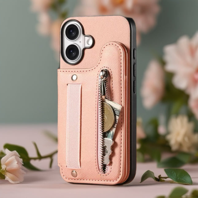 Multi Pocket Leather Phone Case with Zipper | Card Holder Phone Cover with Button Closure