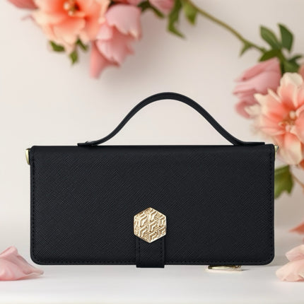 Monarch Luxe Zip Wallet iPhone Case Leather Card Holder with Chain Strap