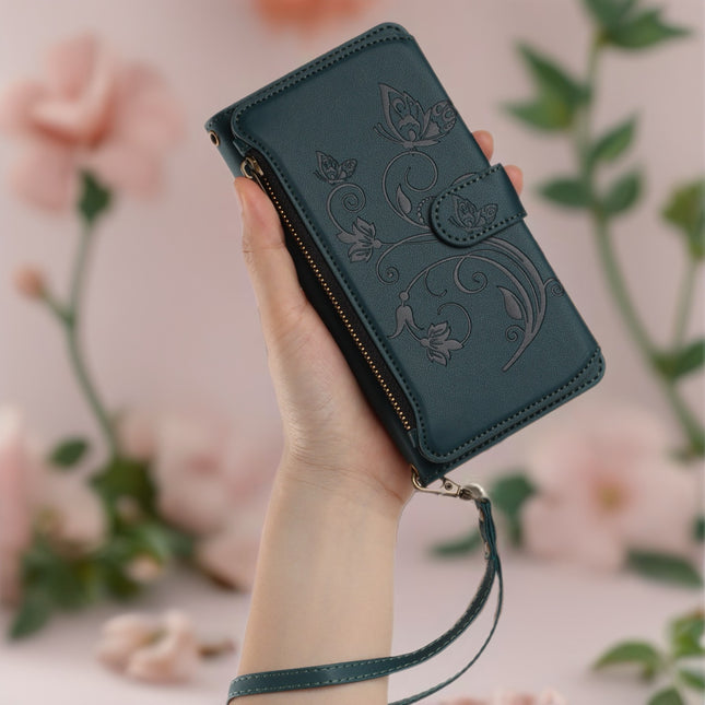 Velora Zip Phone Wallet Case with Card Slots & Wrist Strap | Secure Flip Stand Phone Cover