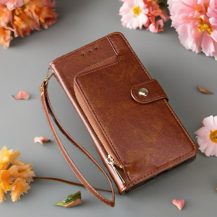 Valencia Luxe Zip Wallet Phone Case Multi Card Leather Cover with Wrist Strap