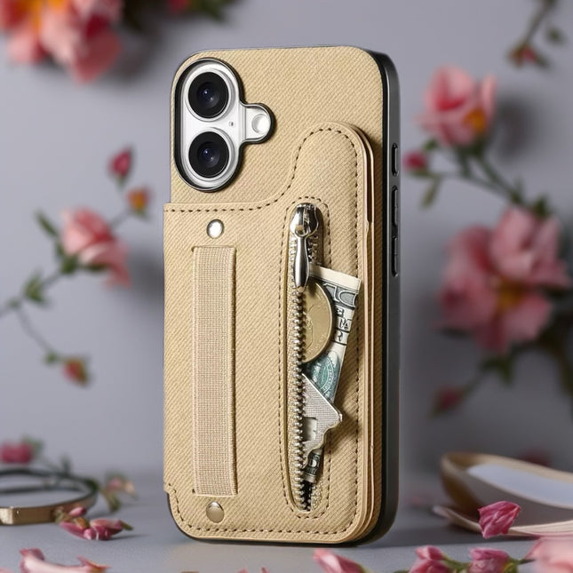 Multi Pocket Leather Phone Case with Zipper | Card Holder Phone Cover with Button Closure