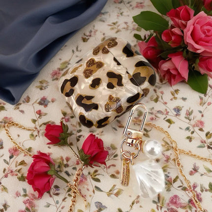 Gilded Leopard Heart AirPods Case Glossy Protective Cover with Charm