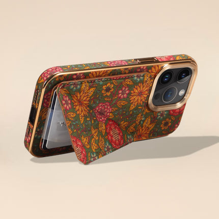 Bohemian Fabric Phone Case with Card Holder Wallet iPhone Case Fashionable Durable and Practical
