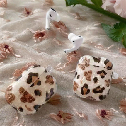 Gilded Leopard Heart AirPods Case Glossy Protective Cover with Charm