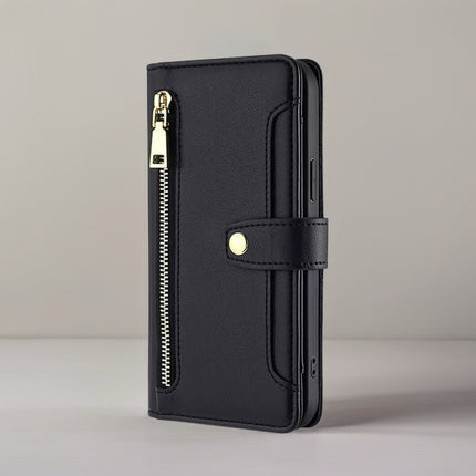 Minimal Leather Crossbody Phone Wallet Case | Zip Pocket, Card Slots & Shoulder Strap