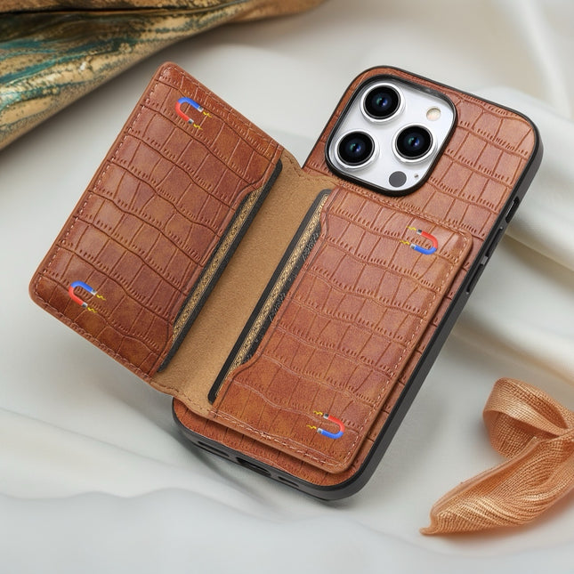 Alligator Style Leather Wallet iPhone Case with Card Holder, Luxury Shockproof Protective Back Cover