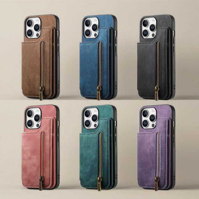 Prestige Zip Leather Phone Case | Wallet Phone Cover with Card Slots