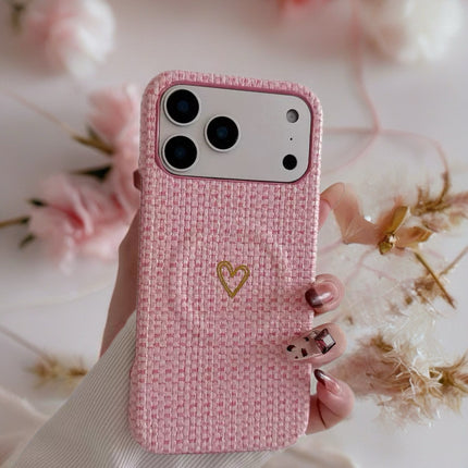Pastel Woven Heart Fabric Case for iPhone | Protective Textile MagSafe Phone Cover