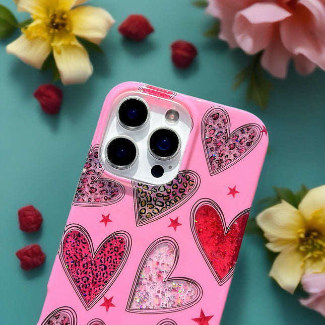 Valentina Sparkle Heart Phone Case Gloss Protective Cover