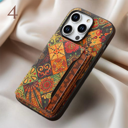 Bohemian Style Phone Case with Card Holder Stylish, Protective & Functional