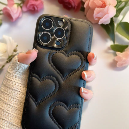 Puffy Heart Pattern Leather Phone Case for iPhone | Soft, Stylish and Protective Cover