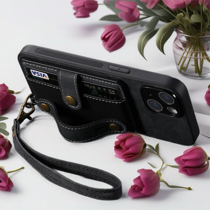 Leather Card Holder Case for iPhone | Wallet Phone Cover with Wrist Strap & Kickstand