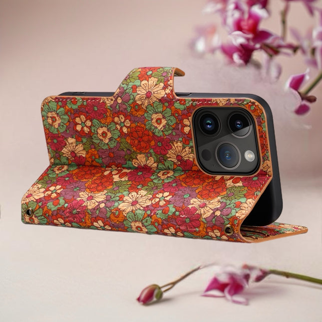 Beautiful Bohemian Wallet iPhone Case with Card Slot, Wallet Flip Phone Case