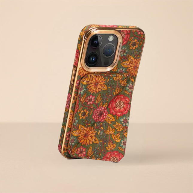Bohemian Fabric Phone Case with Card Holder Wallet iPhone Case Fashionable Durable and Practical