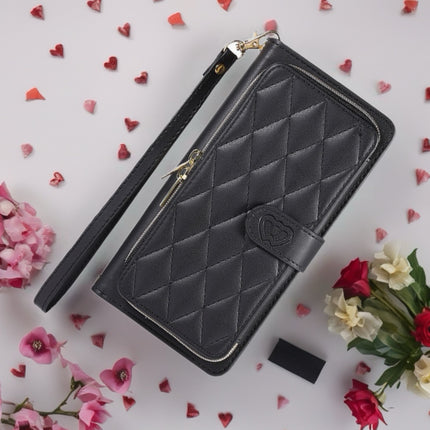 Padded Leather iPhone Wallet Phone Case with Zipper | Card Holder & Wrist Strap