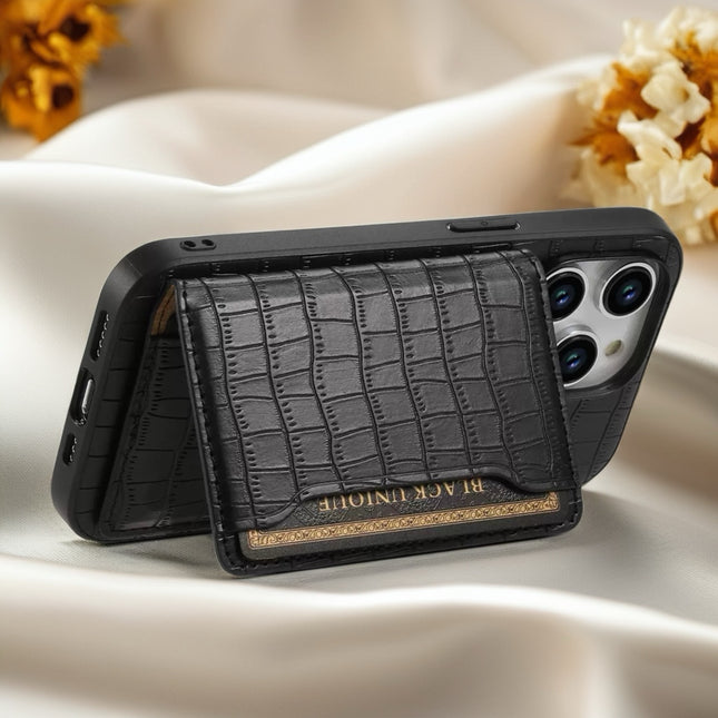 Alligator Style Leather Wallet iPhone Case with Card Holder, Luxury Shockproof Protective Back Cover