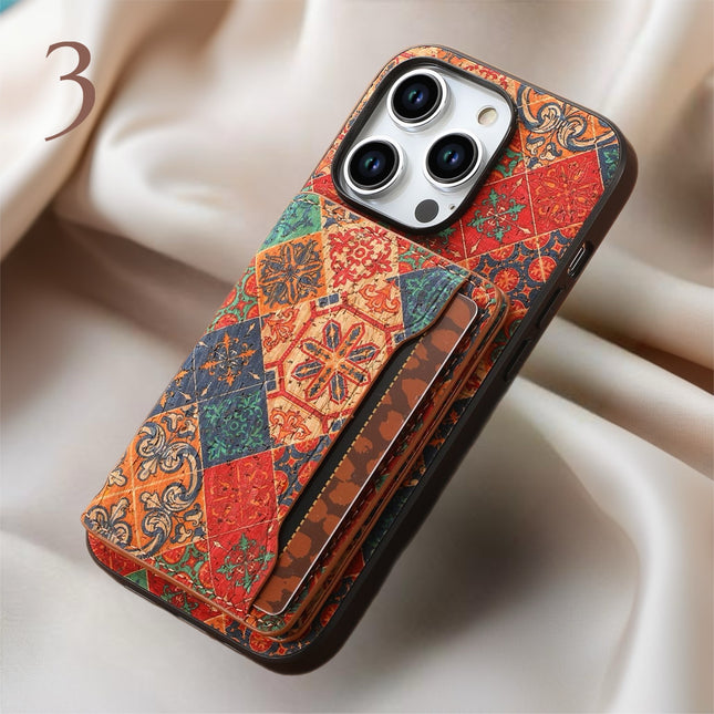 Bohemian Style Phone Case with Card Holder Stylish, Protective & Functional