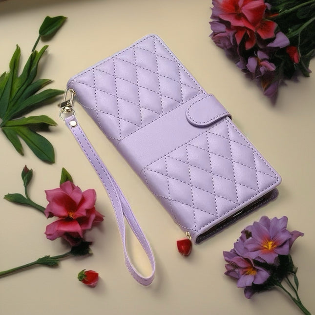 Leather Quilted iPhone Wallet Case | Flip Cover with Card Slots, Wrist Strap & Full Protection