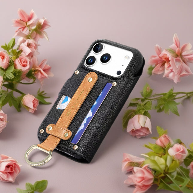 Multi-Function Leather Wallet Case for Phone | Zipper Pocket, Card Slots & Hand Strap